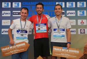 Podium hommes, championnat de France de Trail long 2016
